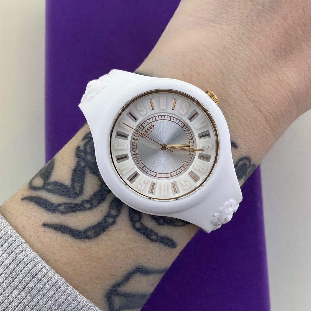 💛 Versus Versace White Silicone Fire Island Watch | Silver Dial